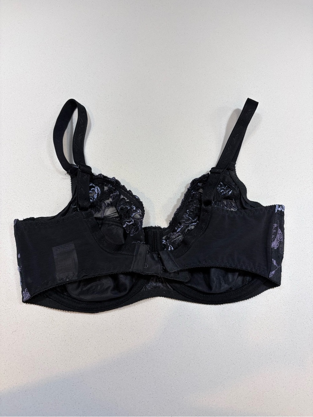 Embroidered Underwire Bra in Black and Lavender Floral - Picture 5 of 13